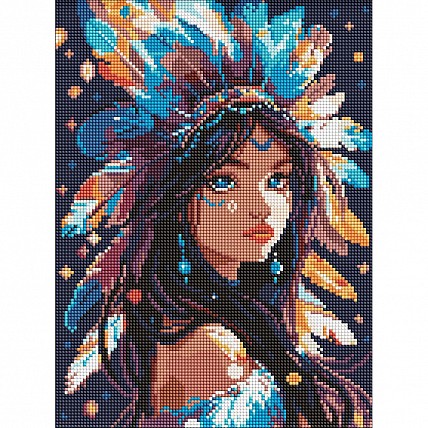 Алмазная мозаика "Девушка-индианка" AMO8069, 30х40 см