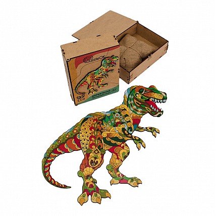 Фигурный деревянный пазл A3 "Тиранозавр Рекс" PuzA3-03114, 132 детали