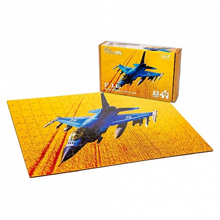 Фигурный деревянный пазл A3 "F16 Fighting Falcon" PuzA3-02023, 176 элементов