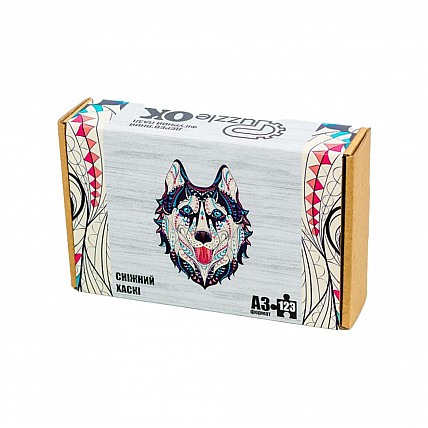 Фигурный деревянный пазл A3 "Снежный хаски" PuzA3-00902, 123 элемента