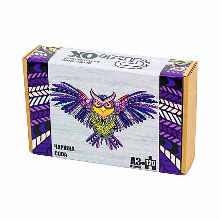 Фигурный деревянный пазл A3 "Волшебная сова" PuzA3-00723, 120 элементов