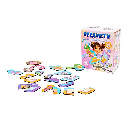 Деревянный магнитный пазл "Предметы" Puz-22931, 24 элемента