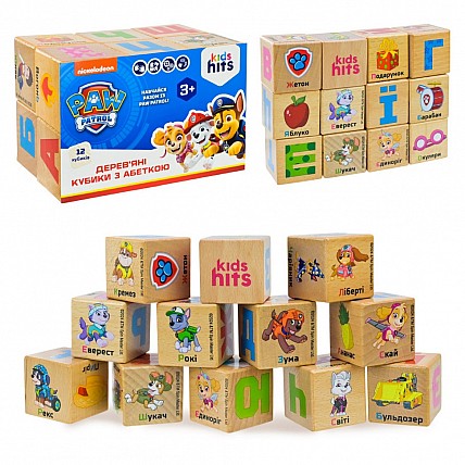 Детский набор деревянных кубиков "Paw Patrol" KH20/046 размер 4 см