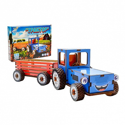 Детский деревянный 3D конструктор "Трактор" Puz-00933, 69 деталей