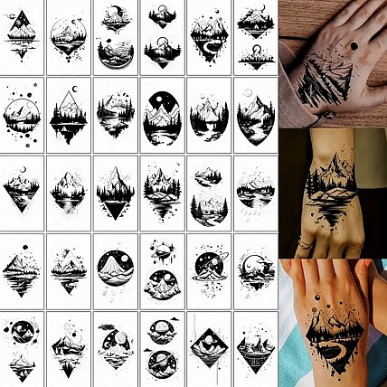 Набор детских временных тату "Черные мини №3" black-tattoo-mini-set-3-3, 30 штук по 9,5*5,5 см