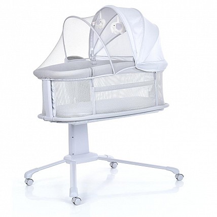 Детская кроватка-люлька 3 в 1 Mastela 3328 приставная, музыка, таймер, москитная сетка, белый