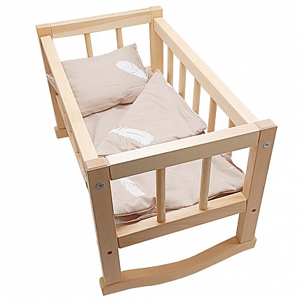 Детская игровая кровать для куклы "Жираф" 002/1(White) с постельным