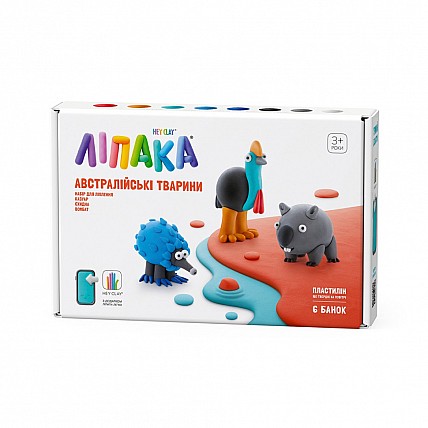 Набор самозатвердевающего пластилина Австралийские животные: казуар, ехидна, вомбат ЛИПАКА 60051-UA0