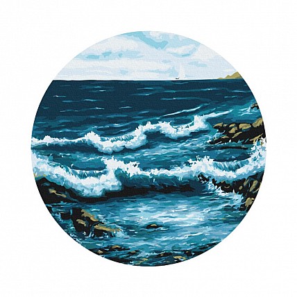 Картина по номерам "Океанские волны" RC00050L диаметр 40 см