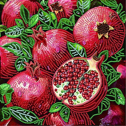 Алмазная мозаика "Сочные гранаты" BH024 неполная выкладка 25х25 см