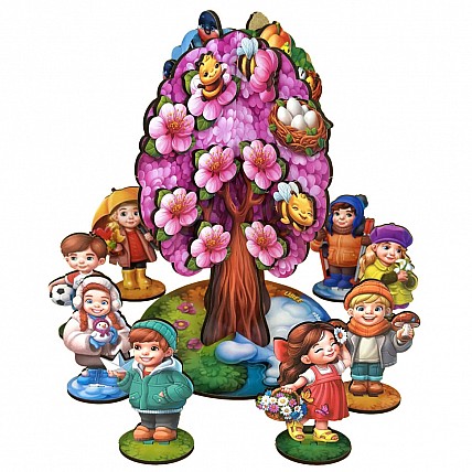 Детская настольная игра "Времена года абрикоса" (ПСД295) PSD295 деревянная