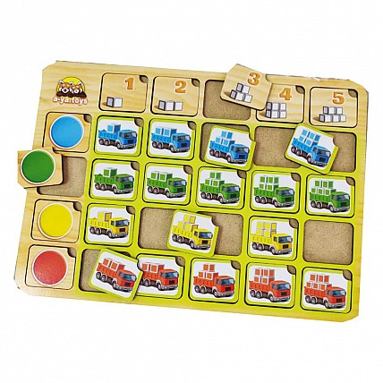 Дерев'яний пазл-сортер "Вантажівки" Ubumblebees (ПСФ102) PSF102