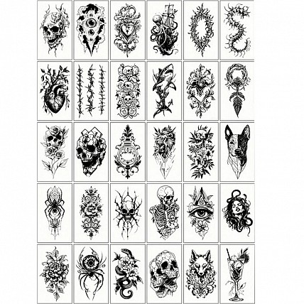 Набор детских временных тату "Черные мини №5" black-tattoo-mini-set-5-T