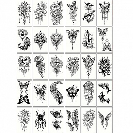 Набор детских временных тату "Черные мини №4" black-tattoo-mini-set-4-H