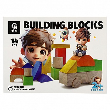 Дитячі дерев'яні будівельні блоки "Місто" QB700-008, 14 елементів