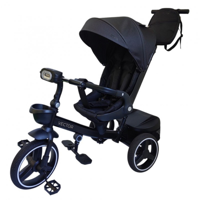Детский трехколесный велосипед VECTOR ME 1162-1 Black, с родительской ручкой