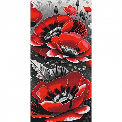 Картина за номерами "Червоні маки" 13092-AC 40x80 см, фарбами металік