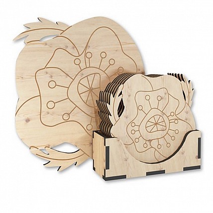 Дерев'яна підставка під гаряче "Маки" FDPO-303