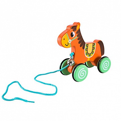 Дитяча дерев'яна каталочка "Коник" C15030-2 на мотузці