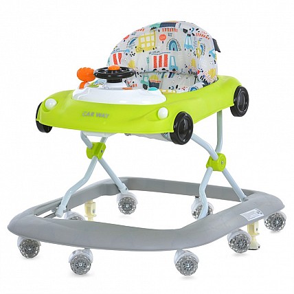 Дитячі Ходунки Car way ME 1216 Зелено-Сірий, музика, світло