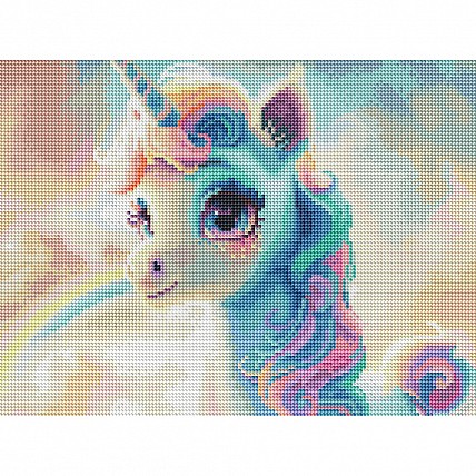 Алмазна мозаїка "Різнобарвний єдиноріг" Brushme RDBS7008, 30х40 см