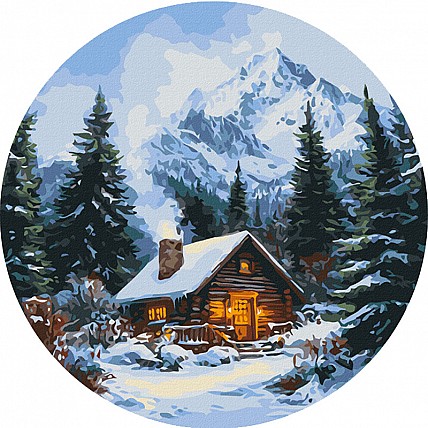 Картина за номерами "Казкова хатинка в лісі" RC00097L діаметром 40 см