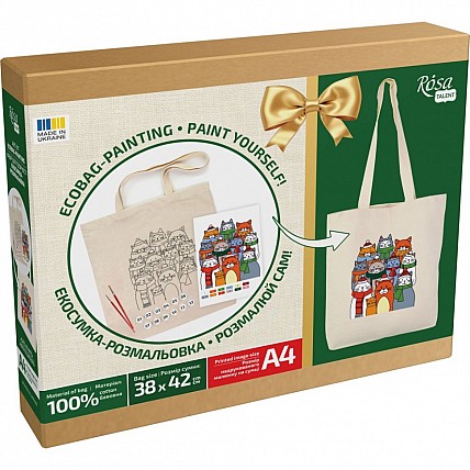 Набір для розфарбовування еко-сумки "Коти в шапках" N0003646