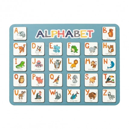 Дерев'яний алфавіт-вкладиш англійський "ALPHABET" синій 29х39 см