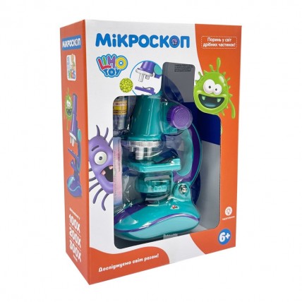 Дитячий мікроскоп SK 0006 (Бірюза) світло, 19,5 см, 2 трубки, скло