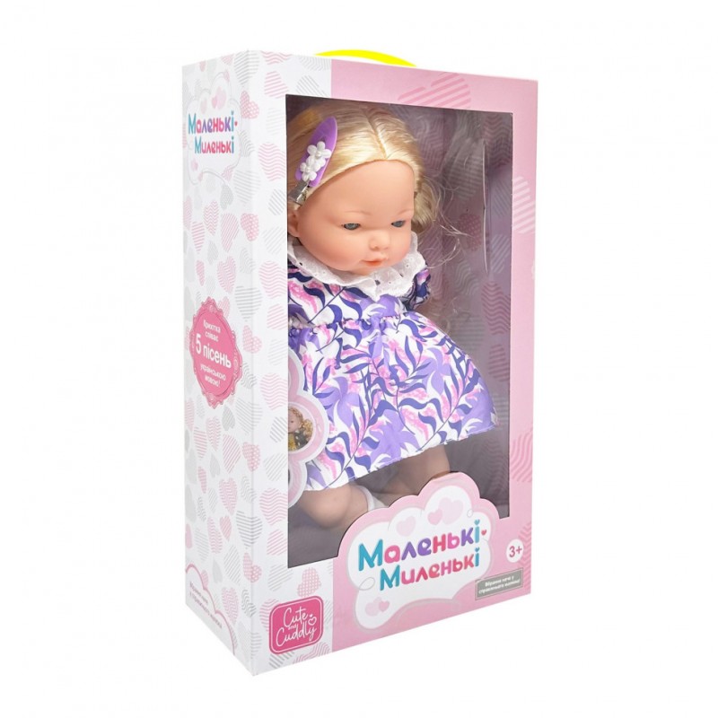 Дитяча плюшева лялька M 5881 I UA(Violet) 33 см, музичні ефекти