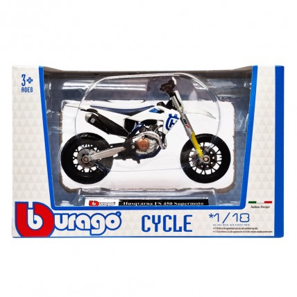 Kids Motorcycle Model "Husqvarna FS450 Supermoto" Bburago 18-51030-9 Scale 1:18