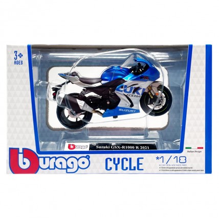 Kids Motorcycle Model "Suzuki GSX-R1000 R 2021" Bburago 18-51030-13 scale 1:18