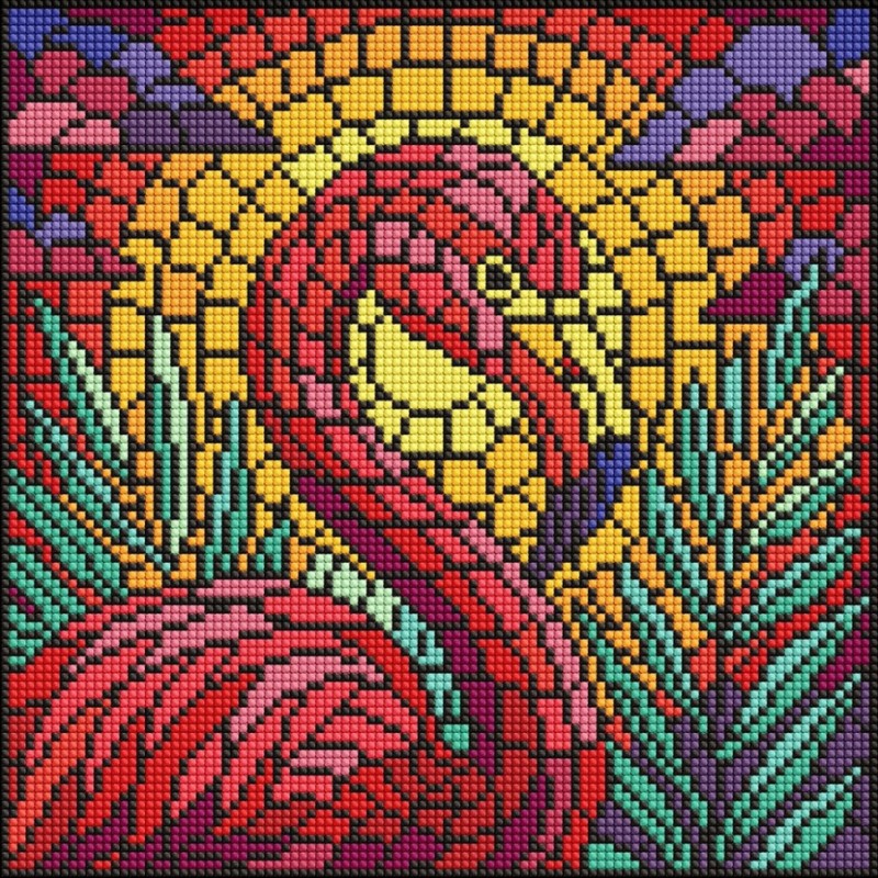 Алмазна мозаїка "Вітраж. Фламінго" ©art_selena_ua