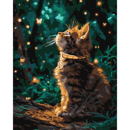 Картина по номерам "Котенок и светлячки" ©art_selena_ua KHO6881, 40х50 см