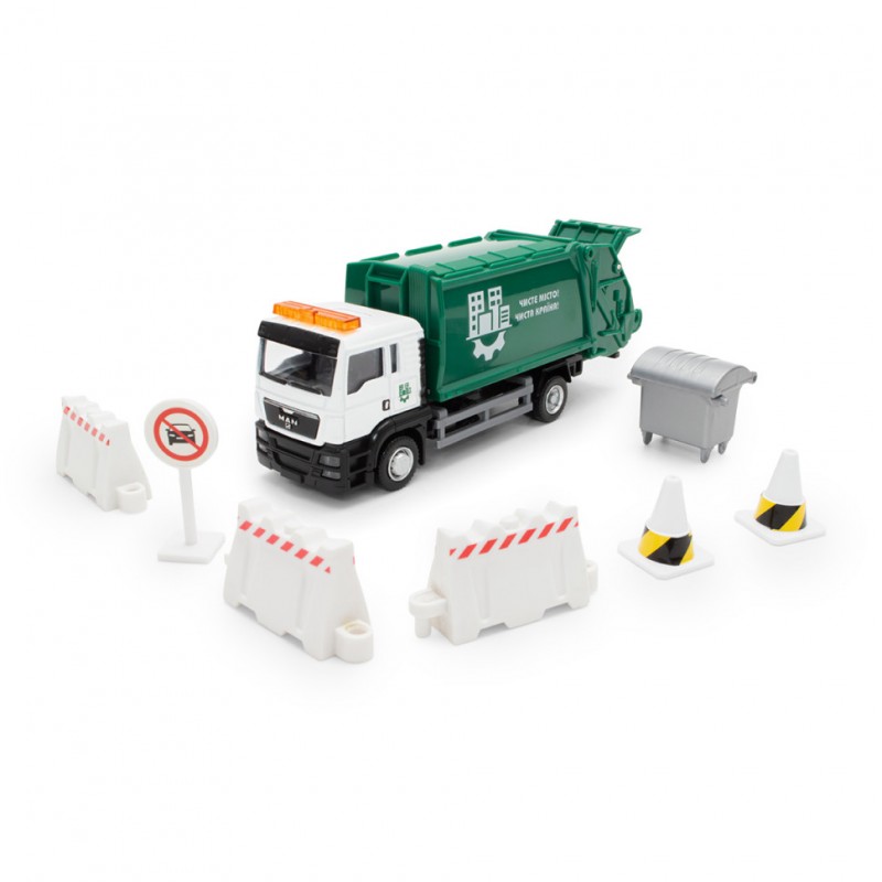 Набір Garbage Truck Man 250431U з аксесуарами, масштаб 1:64
