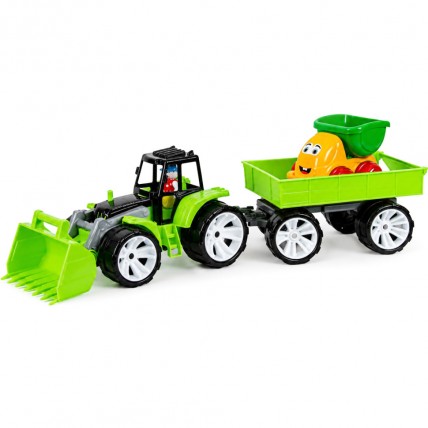 Children's toy "Tractor BAMS Smiley" 007/11BMS(Green) with car