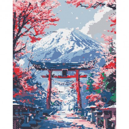 Алмазна мозаїка «Fuji in Sakura» OD3456, 40x50 см