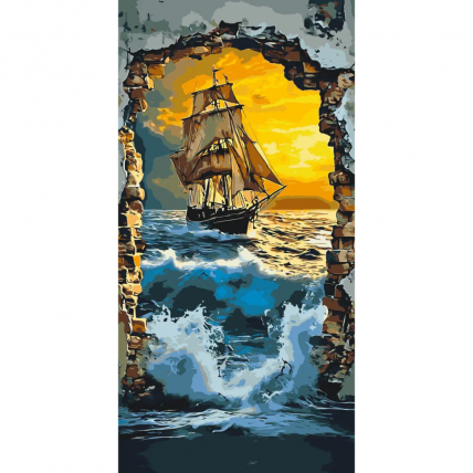 Малюнок за номерами «Корабель у морі» LW5119, 40x80 см