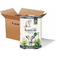 Baskerville Holistic Wet Cat Food. Goat with Nettle for Sterilized and Inactive Cats, 800g (6-pack)