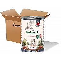 Baskerville Holistic Prebio Wet Food, Horse Meat with Cranberry. Complete food for cats with sensitive digestion and senior cats, 400 g (6-pack)