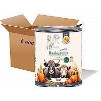 Wet dog food. Baskerville Prebio Beef with Pumpkin Complete Food for Active Dogs, 400 g (6 pcs pack)
