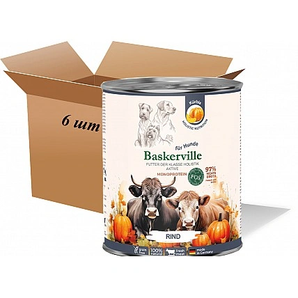 Вологий корм для собак. Вaskerville Пребіо Яловичина з гарбузом повнораційний корм для активних собак, 400 г (6 шт. упаковка)