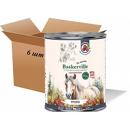 Вологий корм для собак. Васкервілл Пребіо. Конина з журавлиною повнораційний вологий корм класу холістик, 400 г (6 шт. Упаковка)