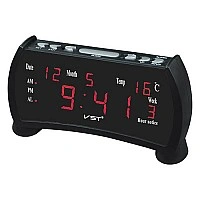 Mains clock VST-761WX-1 red, 220V