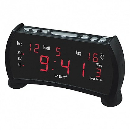 Годинник від мережі VST-761WX-1 червоний, 220V