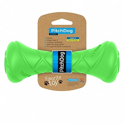 Игровая гантель для апортировки PitchDog, длина 19 см, диаметр 7 см салатовый