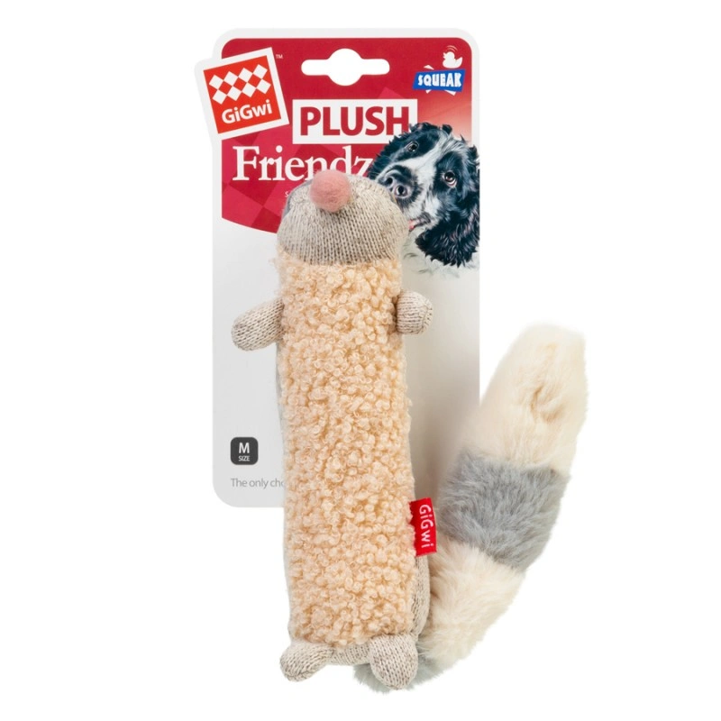 Игрушка для собак Енот с пищалкой GiGwi Plush Friendz, текстиль, 17 см