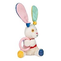 Игрушка для собак Зайчик с кольцом и пищалкой GiGwi Plush Friendz, текстиль, термопластичная резина, 16 см