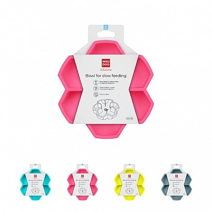 Миска для медленного кормления WAUDOG Silicone, 450 мл, розовый