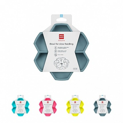 Миска для медленного кормления WAUDOG Silicone, 450 мл, серый